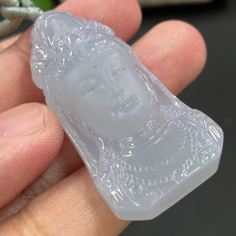 Jadeite Pendant Guanyin Total Weight Including Rope 19.23g