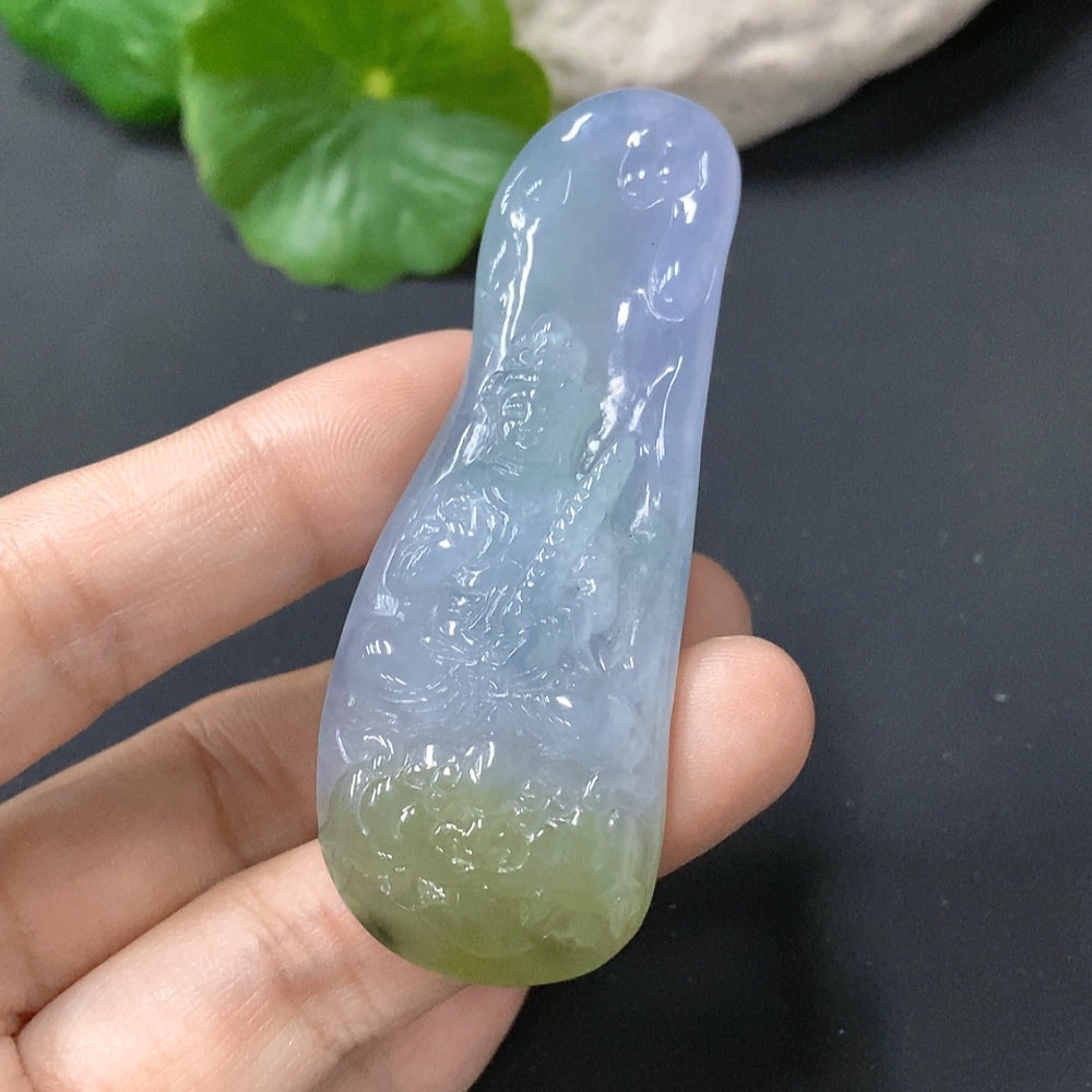 Jadeite Pendant Manjushri Bodhisattva Total Weight 22.180g