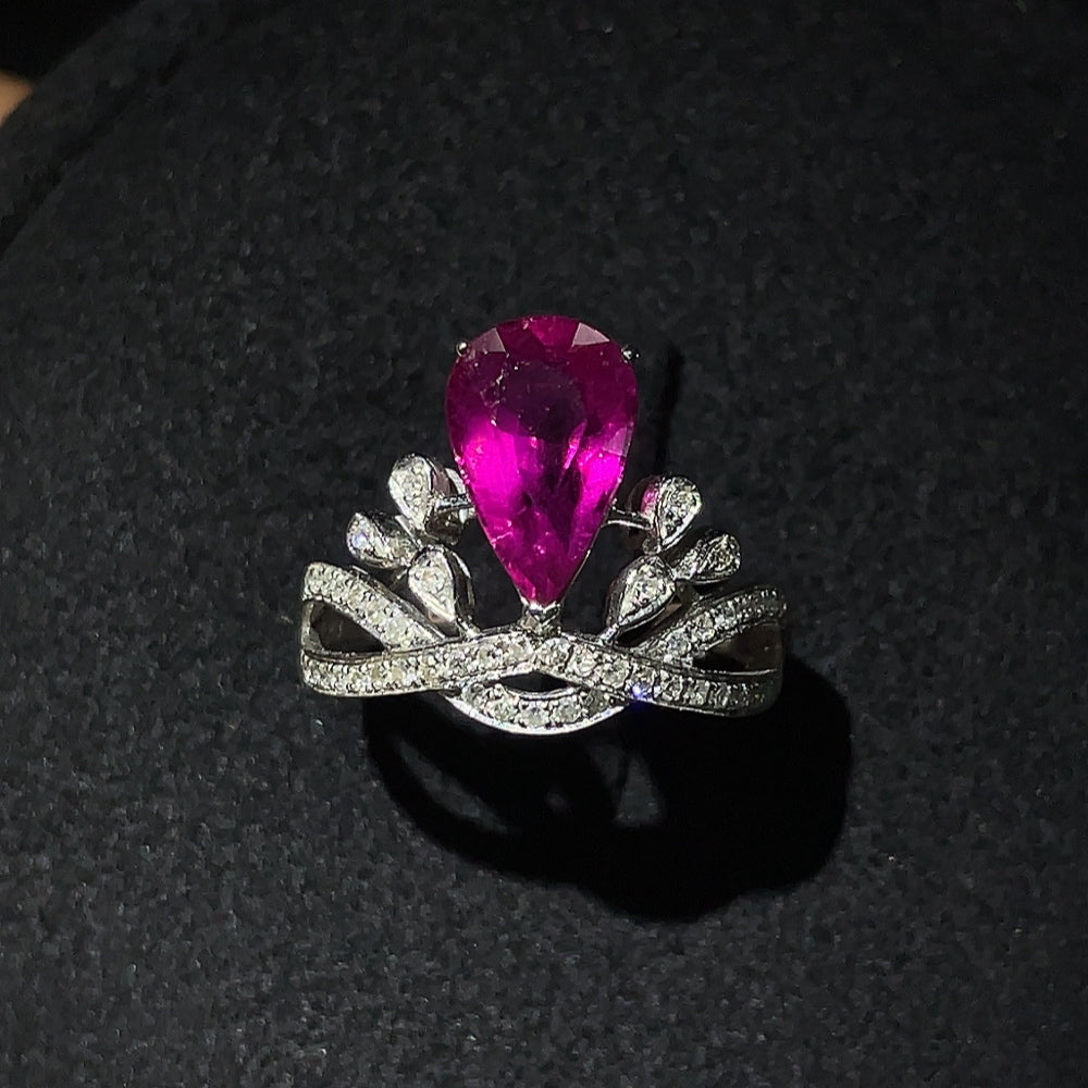 Tourmaline Ring with Diamond Accents, 18K Gold, Total Weight Approx. 3.19g, Size 10.5