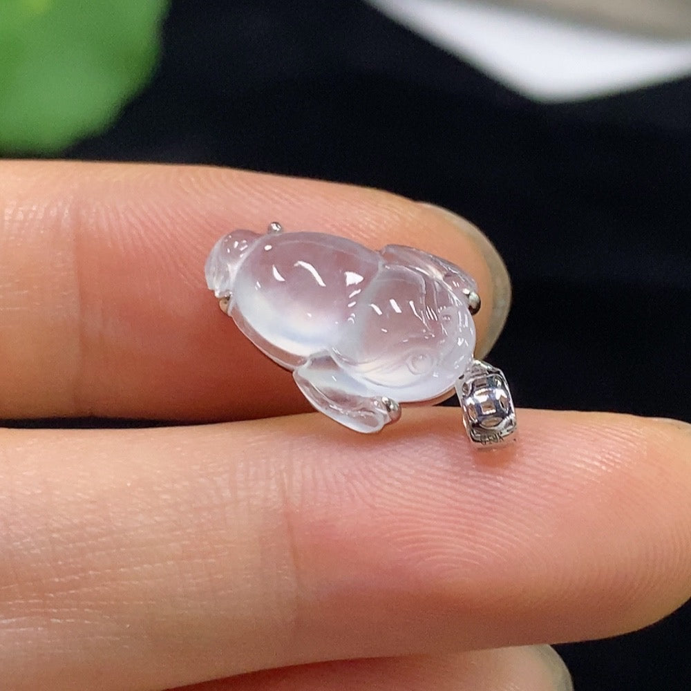 Jadeite Three-Legged Golden Toad Inlaid Pendant 18k Total Weight Approx. 1.53g