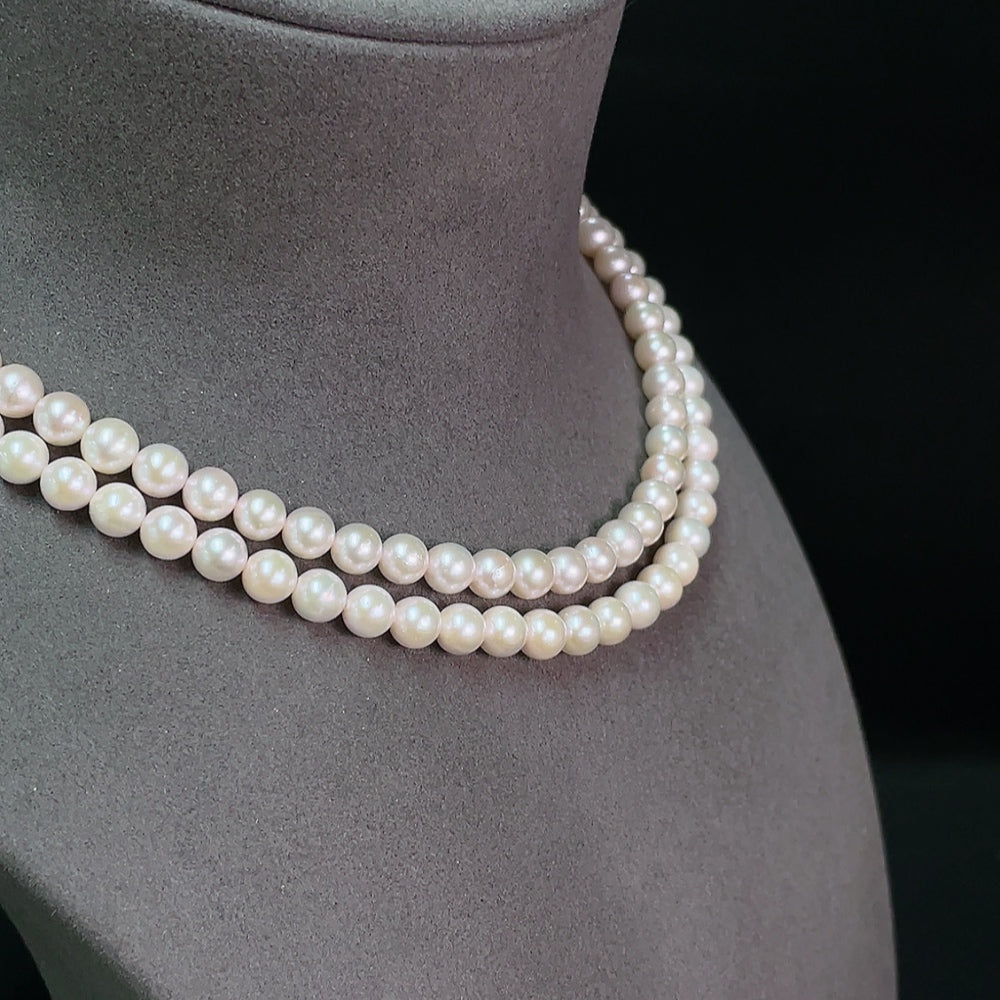 18K gold saltwater pearl necklace, total weight approximately 44.69g, pearl size about 6.3mm