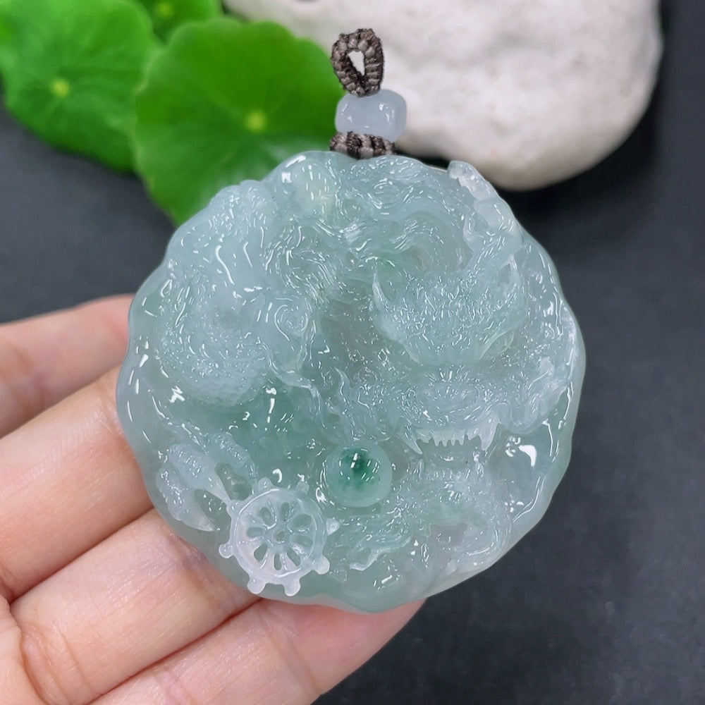 Jadeite Pendant Dragon Plaque