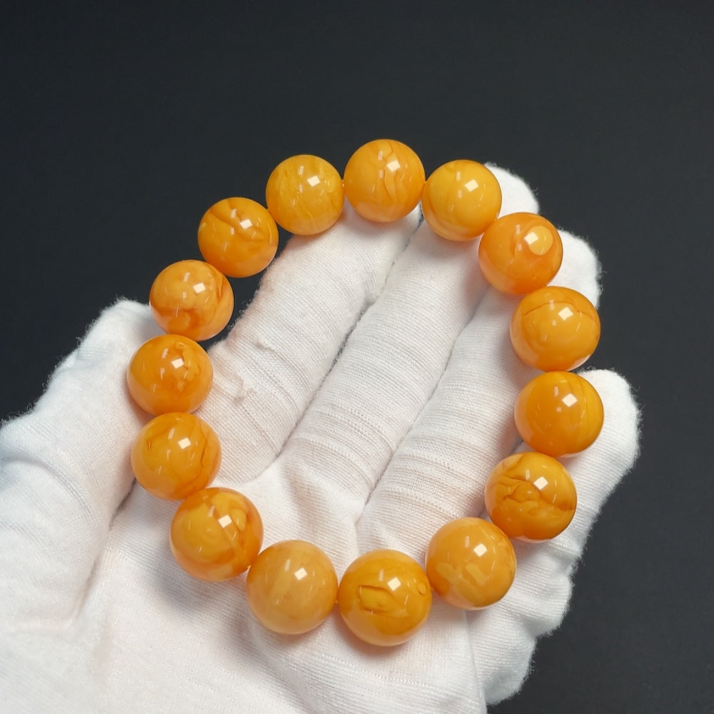 Amber Beeswax Bracelet, Total Weight Approx. 26.32g, Size Approx. 14.1mm