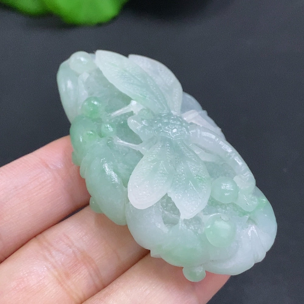 Jadeite Rough Dragonfly Pendant 53.512g