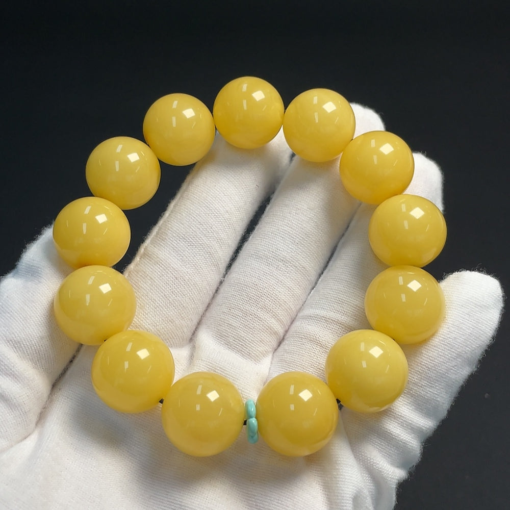 Amber Beeswax Bracelet with Turquoise