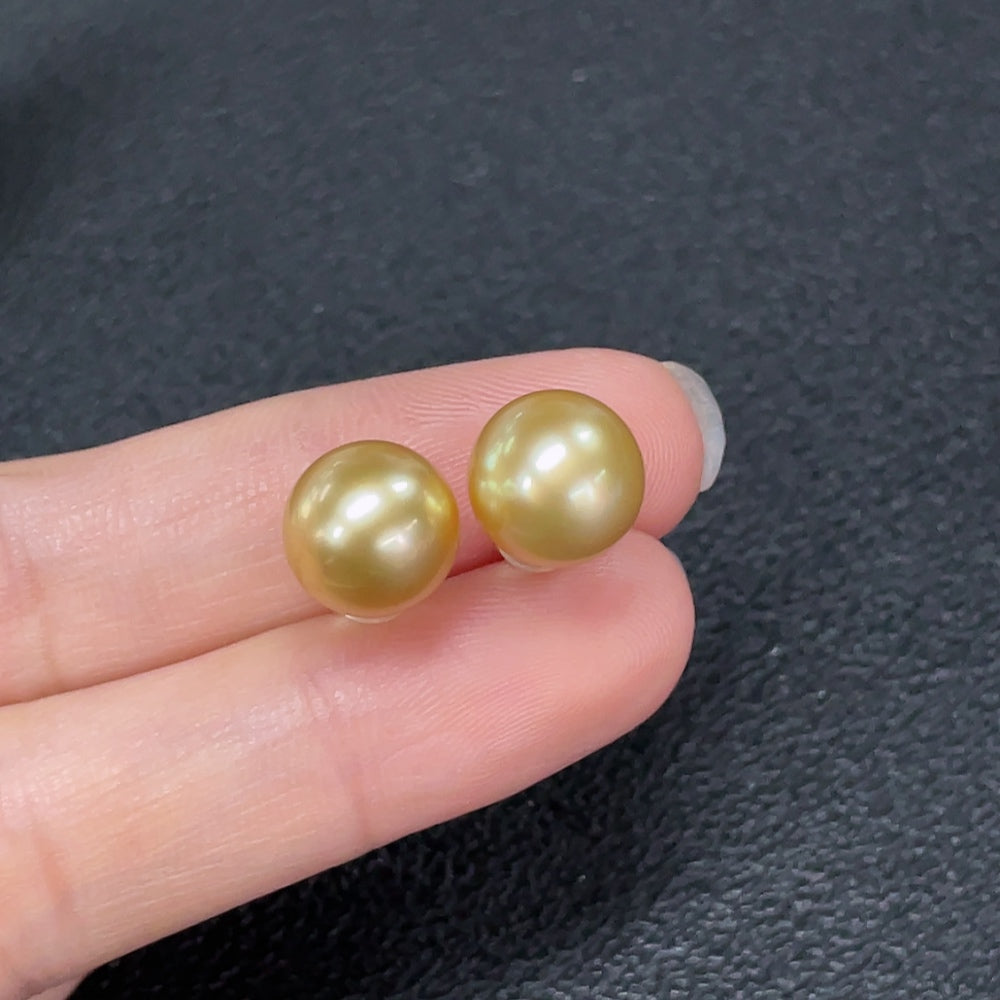 Seawater Pearl Earrings 18k Gold Color Origin Undetermined