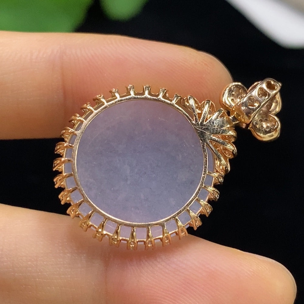 Jadeite Plain Pendant with 18K Diamond Accents, Total Weight Approx. 4.28g