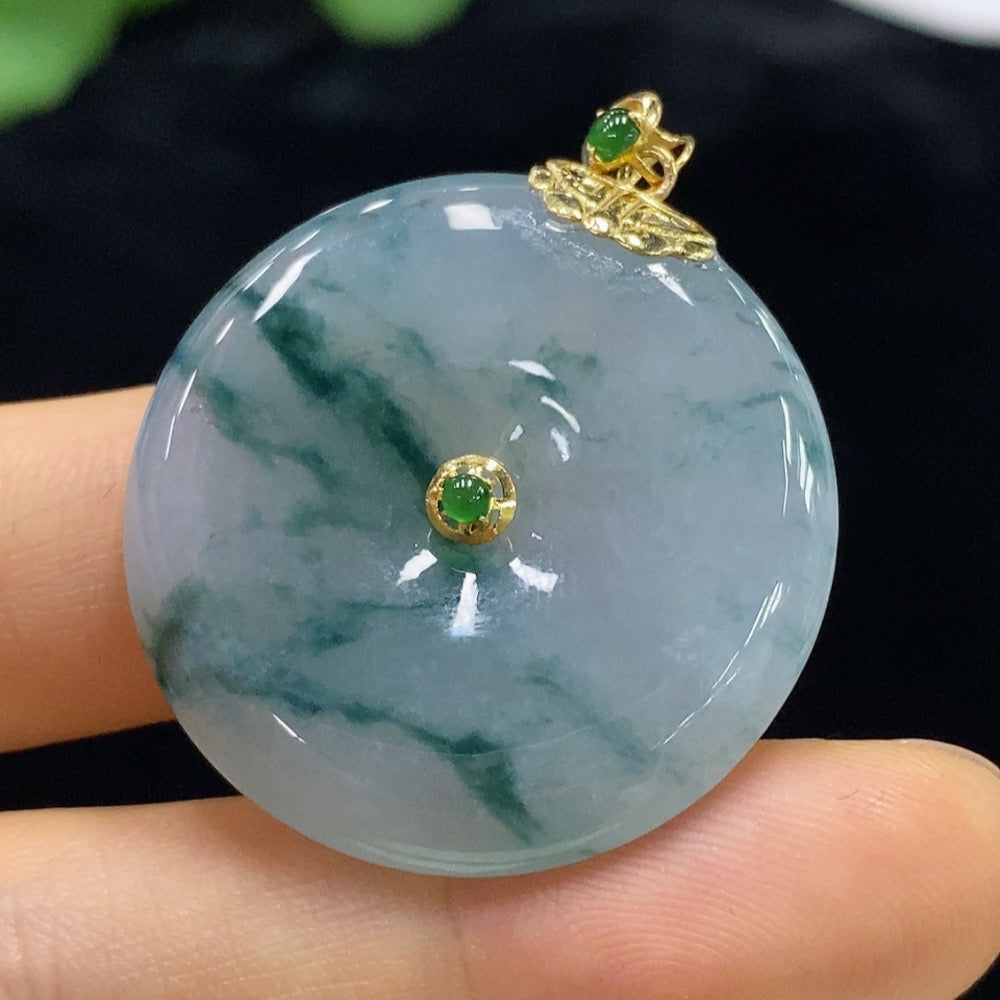 Jadeite Peace Buckle Pendant 18k Total Weight Approx. 11.32g