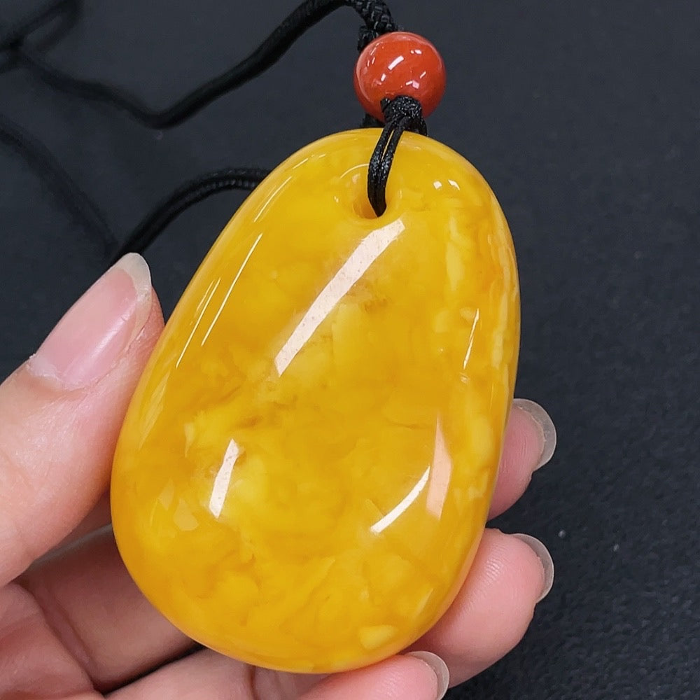 Amber Beeswax Pendant, Stones May Not Be Natural