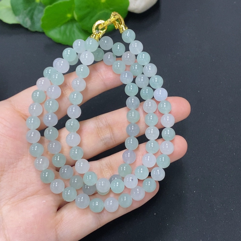 Jadeite Bead Necklace Non-Gold Total Weight Approx. 48.5g Size About 6.8mm