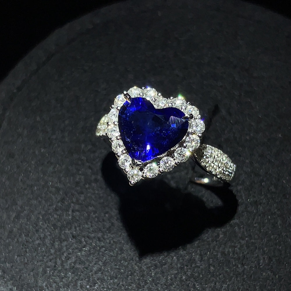 Sapphire Ring in 18K Gold with Diamond Accents