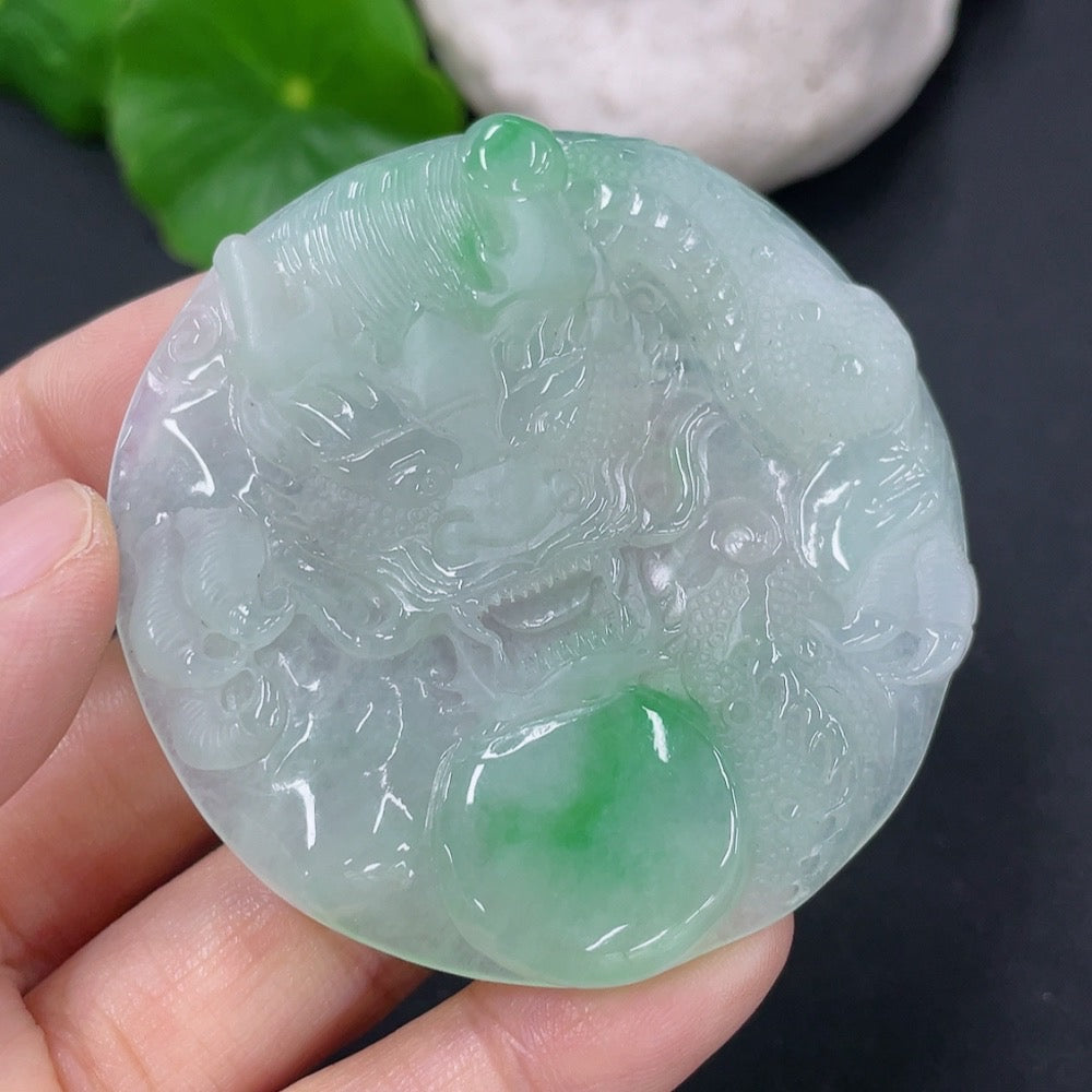 Jadeite Pendant Dragon Plaque Total Weight Approx. 29.24g