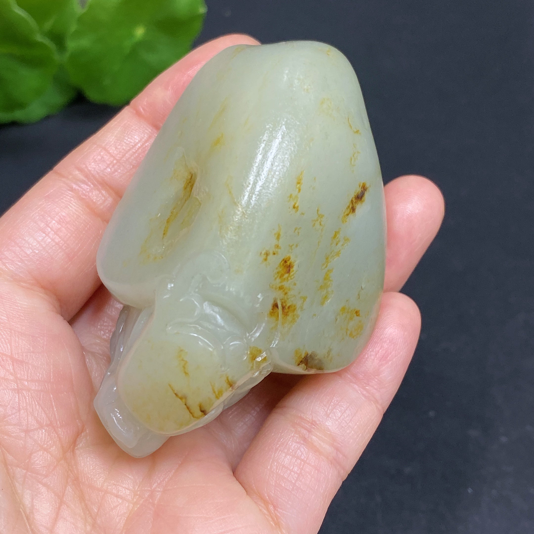 Hetian Jade Handheld Piece, Dragon Turtle, Total Weight Approximately 121.9g, Undetermined Skin Color Origin