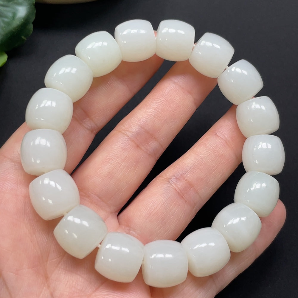 Hetian Jade Bracelet 12.9mm Approx. 64.42g