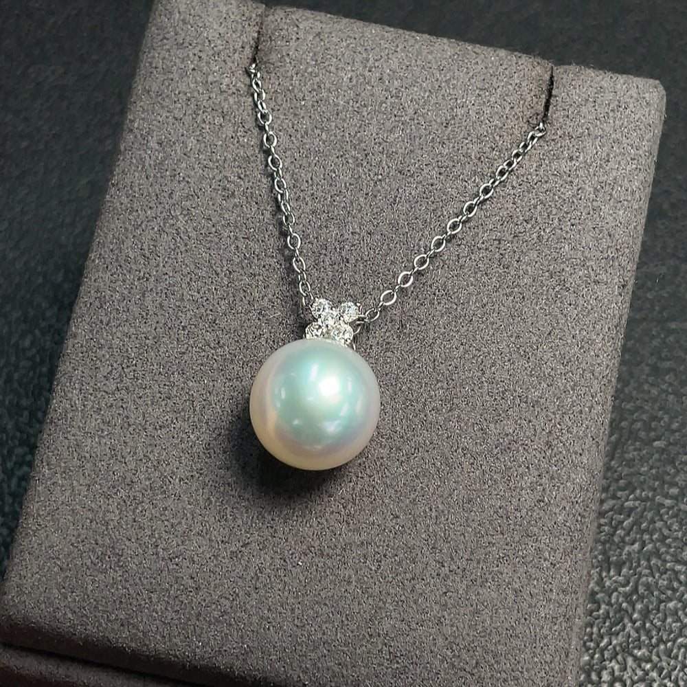 Seawater Pearl Pendant Necklace Non-Gold Chain 18K Gold Pendant Non-Diamond Total Weight Approx. 4.92g Including Chain Card Size About 12.4mm