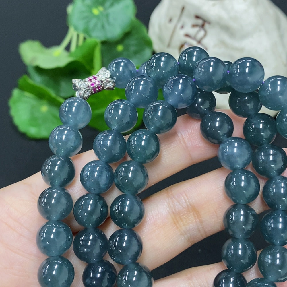 Jadeite Bead Necklace Non-Gold Size About 9.5mm