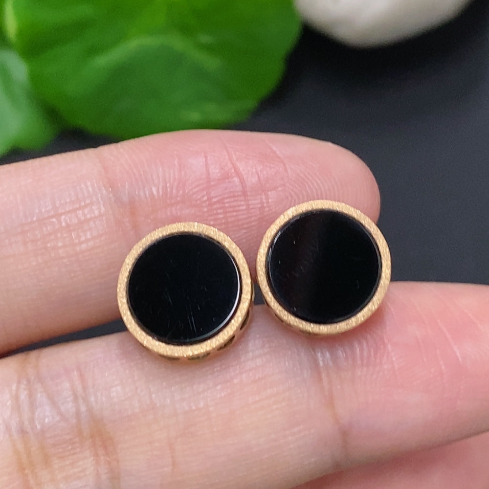 Jadeite Ear Studs 18K Gold Without Ear Backs