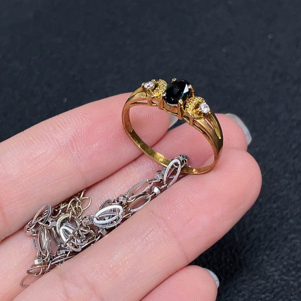 Sapphire Inlaid Ring 18k Gold Product Non-Diamond