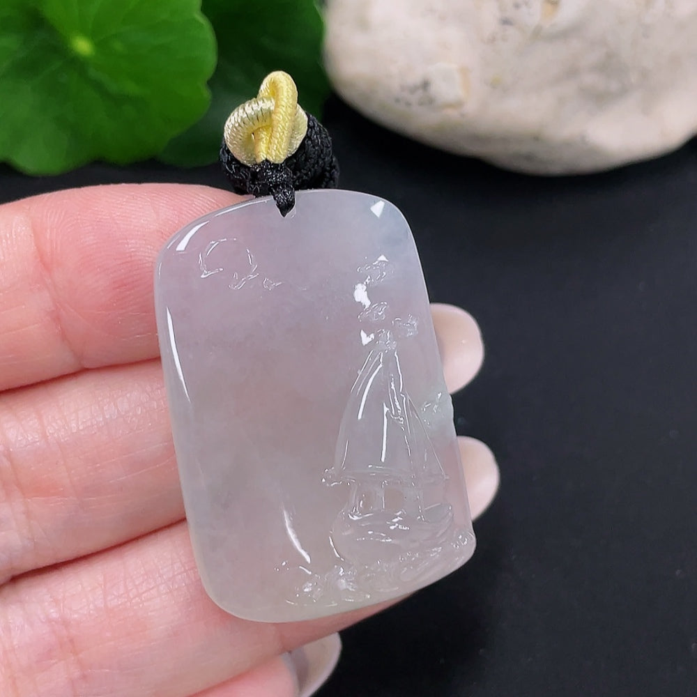 Jadeite Smooth Sailing Pendant Total Weight Approx. 19.75g