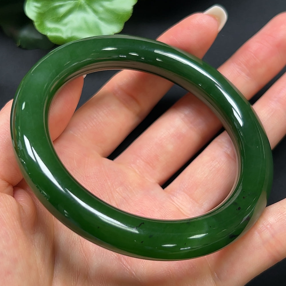 Hetian Jade Green Jade Round Bangle
