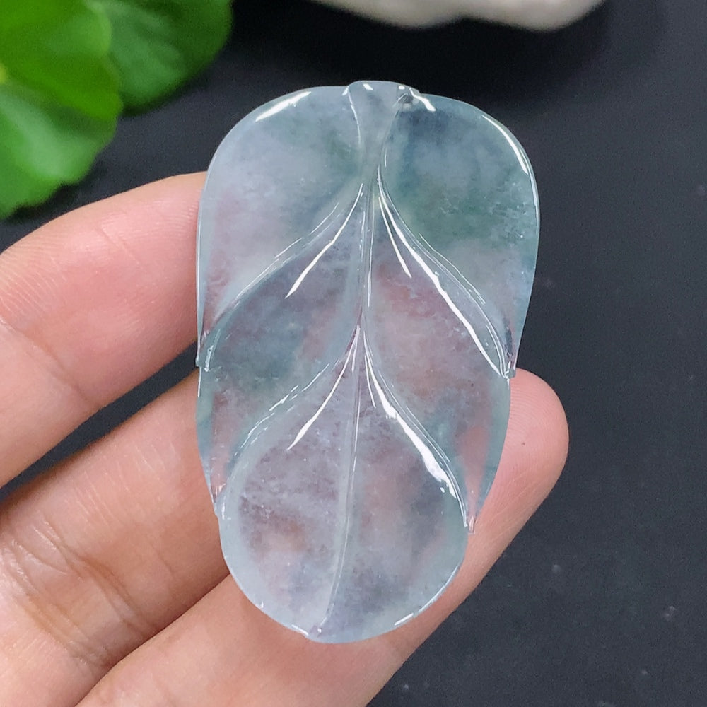 Jadeite Leaf Inlaid Piece, Total Weight Approx. 11.2g
