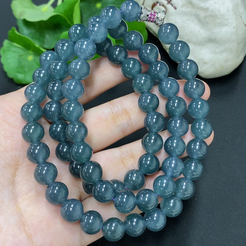 Jadeite Bead Necklace Non-Gold Size About 9.5mm