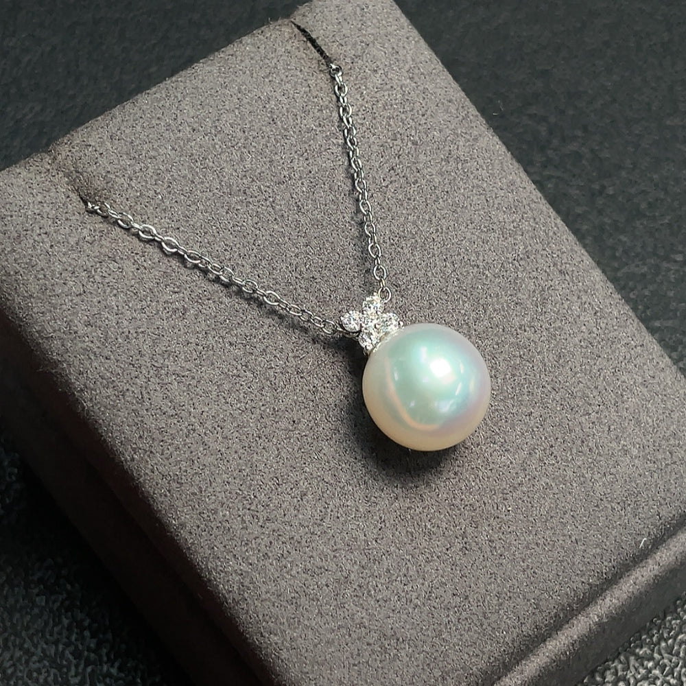 Seawater Pearl Pendant Necklace Non-Gold Chain 18K Gold Pendant Non-Diamond Total Weight Approx. 4.92g Including Chain Card Size About 12.4mm