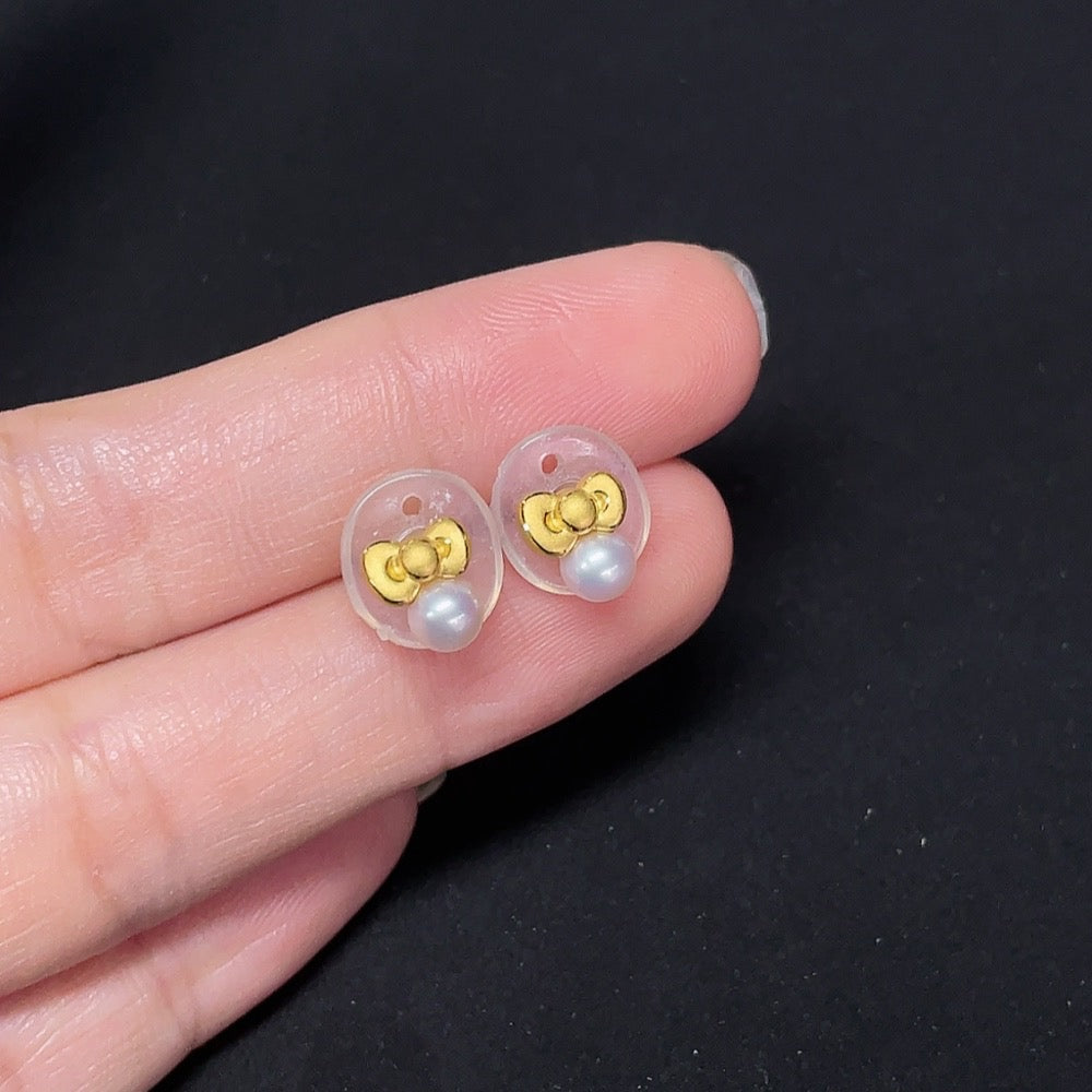 Pearl Stud Earrings with 99% Gold Setting