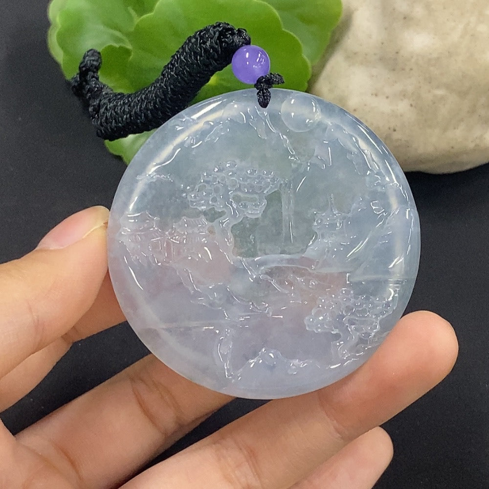 Jadeite Landscape Pendant Total Weight Approx. 32.8g