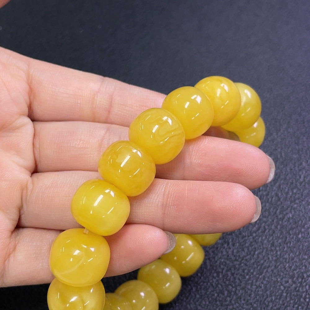 Amber Beeswax Bracelet Total Weight Approx. 28.18g Size About 14.3mm