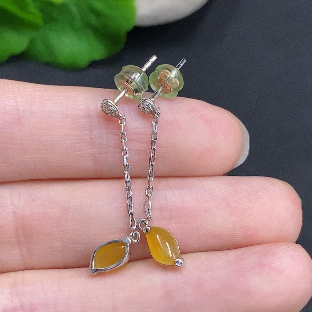 Jadeite Cabochon Stud Earrings 18k Gold Total Weight Approx.1.4g Yellow Color Origin Undetermined