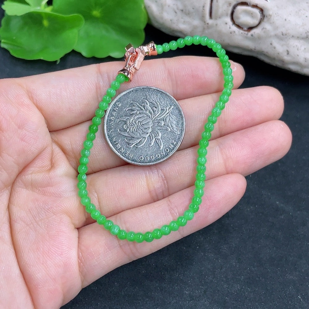Jadeite Beads Bracelet Approx. 2.8mm Non-Gold Inlaid