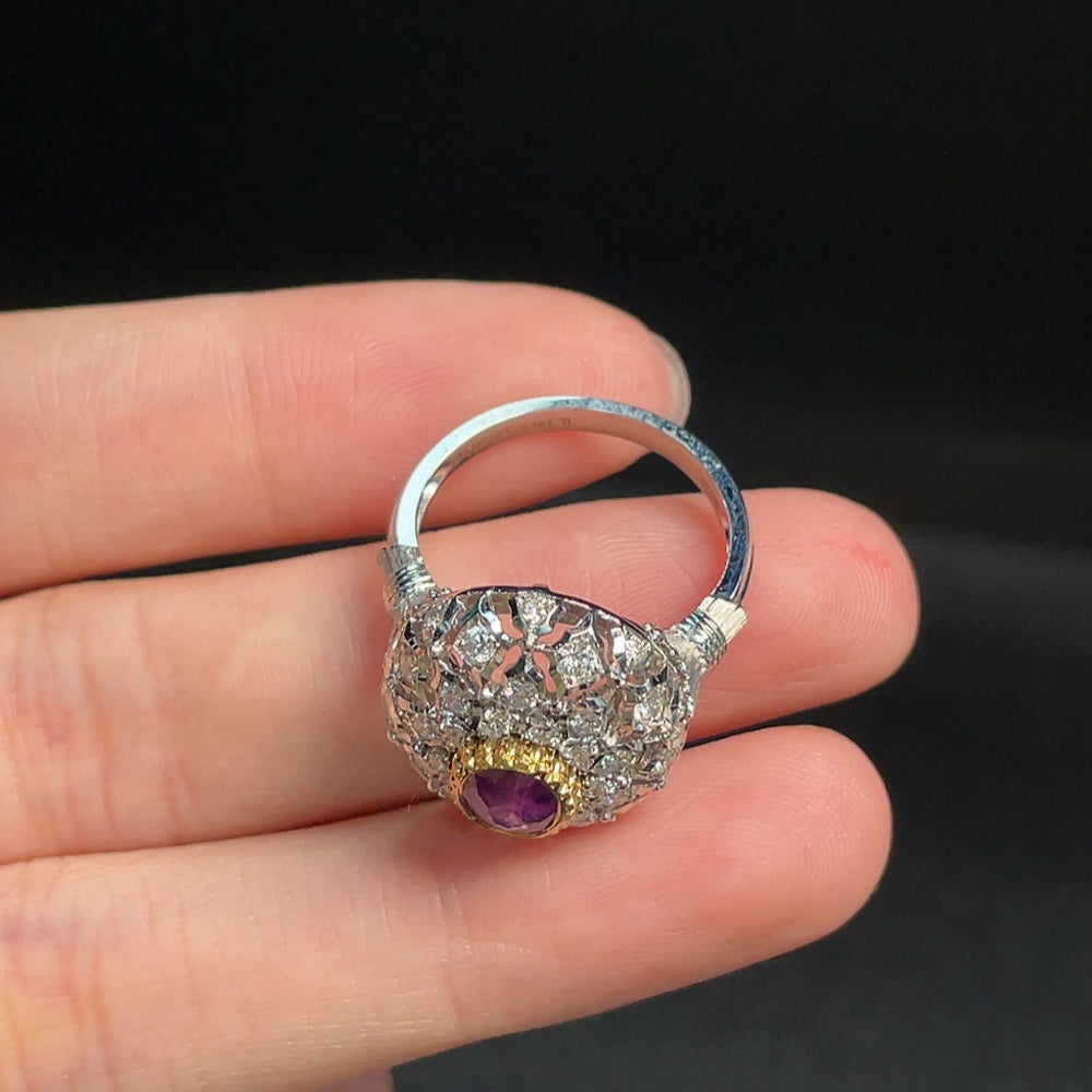 18K Sapphire Ring with Diamond Accents
