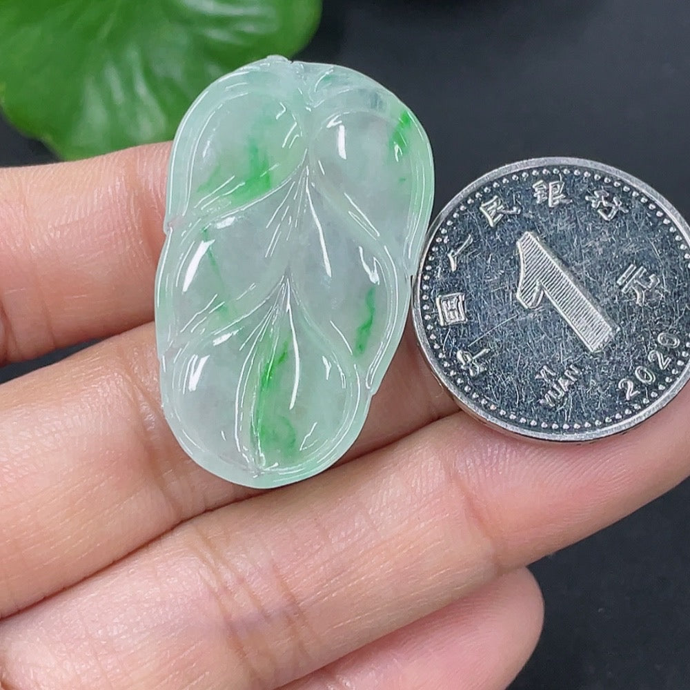 Jadeite Pendant Leaf Total Weight Approx. 5.24g
