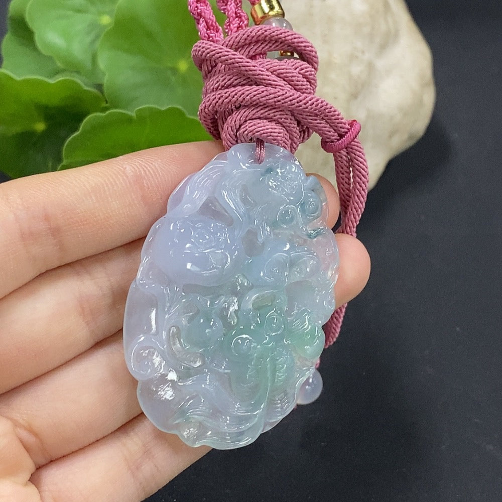 Jadeite Fish Pendant with Auspicious Symbolism Total Weight Approx. 28.84g with Non-Grade A Beads