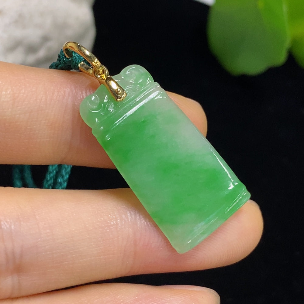 Jadeite Pendant with 18k Clasp and Cord
