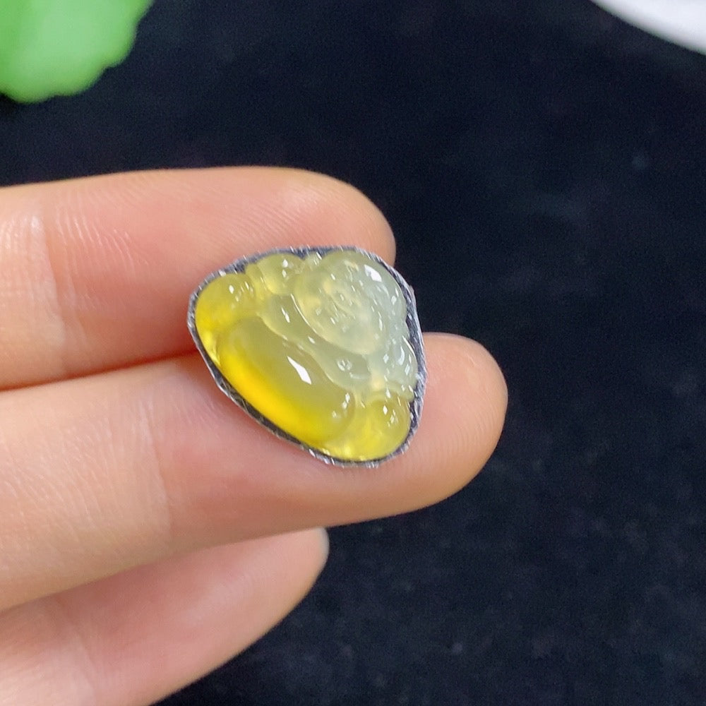 Jadeite Buddha Inlay Piece, Total Weight Approximately 0.91g