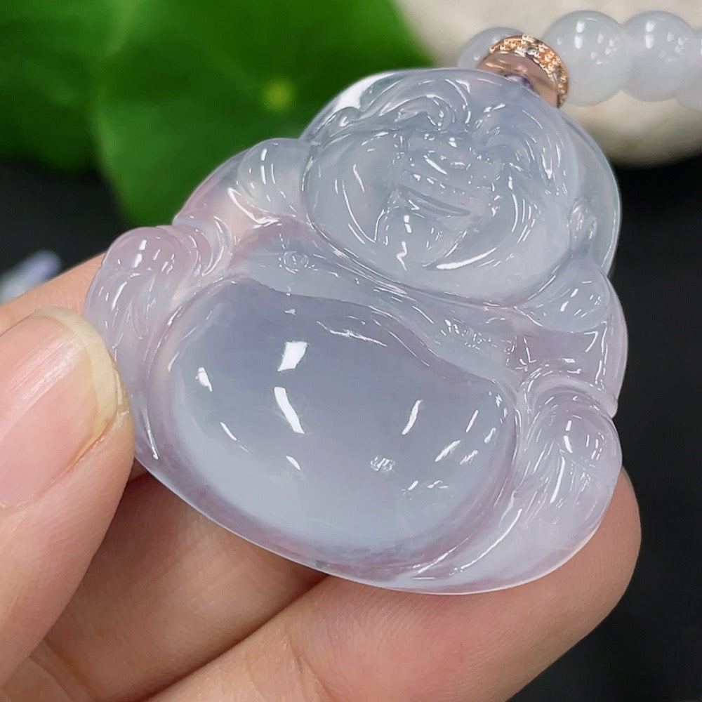 Jadeite Buddha Pendant with Chain, Total Weight Approx. 54.7g, Non-Grade A Chain, Non-Gold Accessory