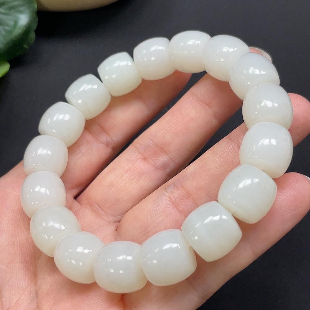 Hetian Jade Bracelet 12.9mm Approx. 64.42g