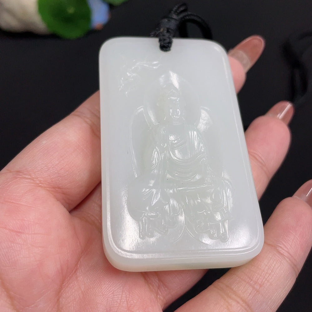 Hetian Jade Pendant Guanyin Total Weight Approx. [with rope] 82.1g