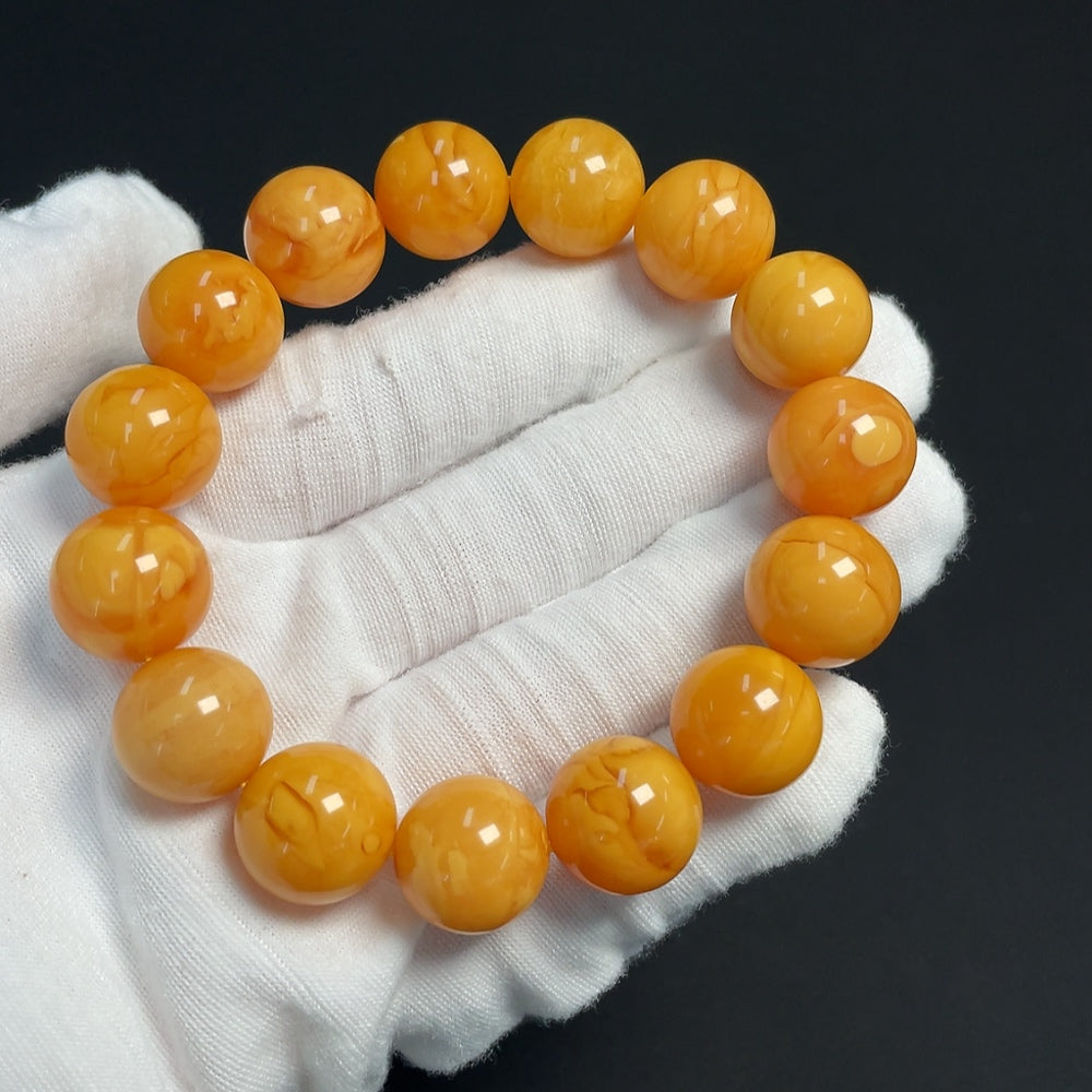 Amber Beeswax Bracelet, Total Weight Approx. 26.32g, Size Approx. 14.1mm
