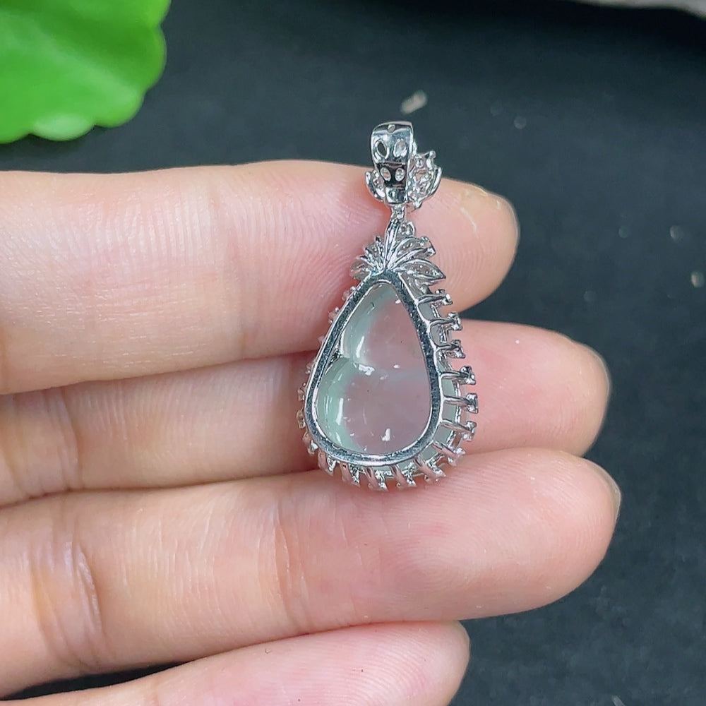 Jadeite Pendant Gourd 18k Diamond Accented
