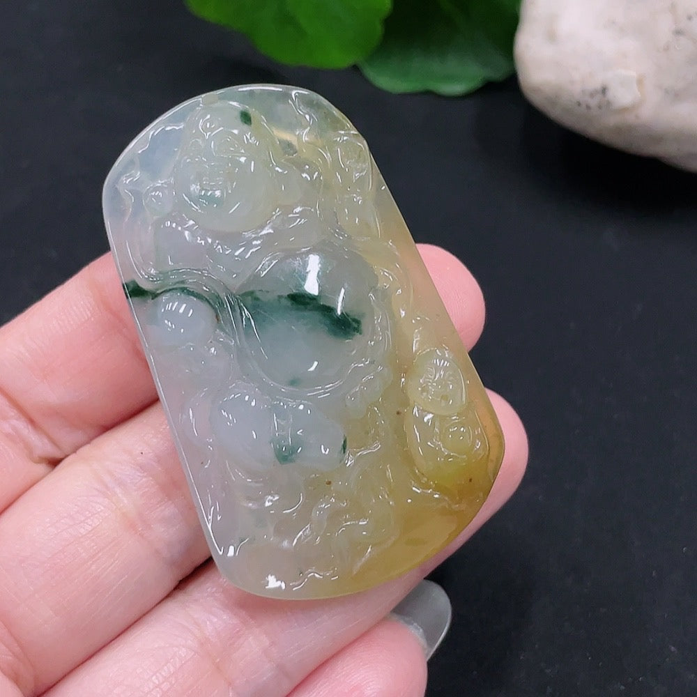 Jadeite Buddha Pendant, Total Weight Approximately 25g