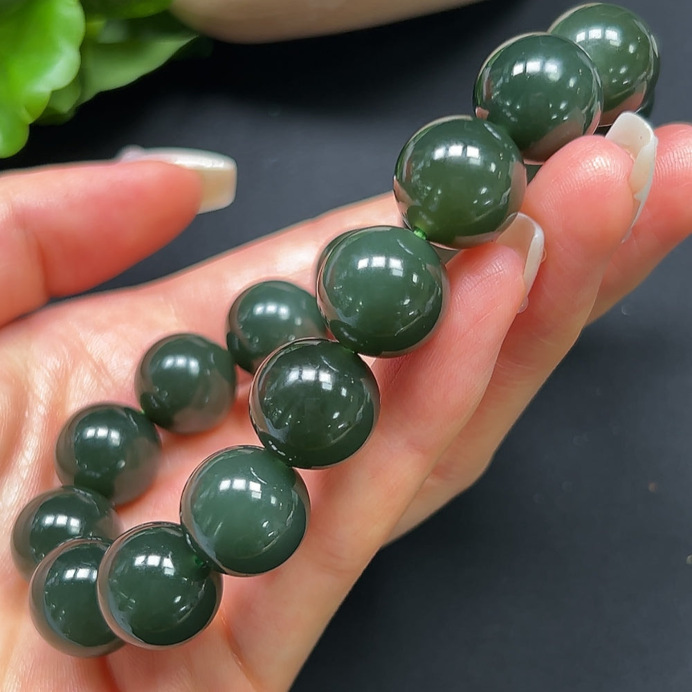 Hetian Jade Bracelet 13.9mm Approx. 69.02g