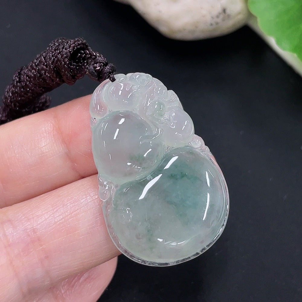 Jadeite Fu Shou Pendant Total Weight Approx. 9g (Including Rope Weight)