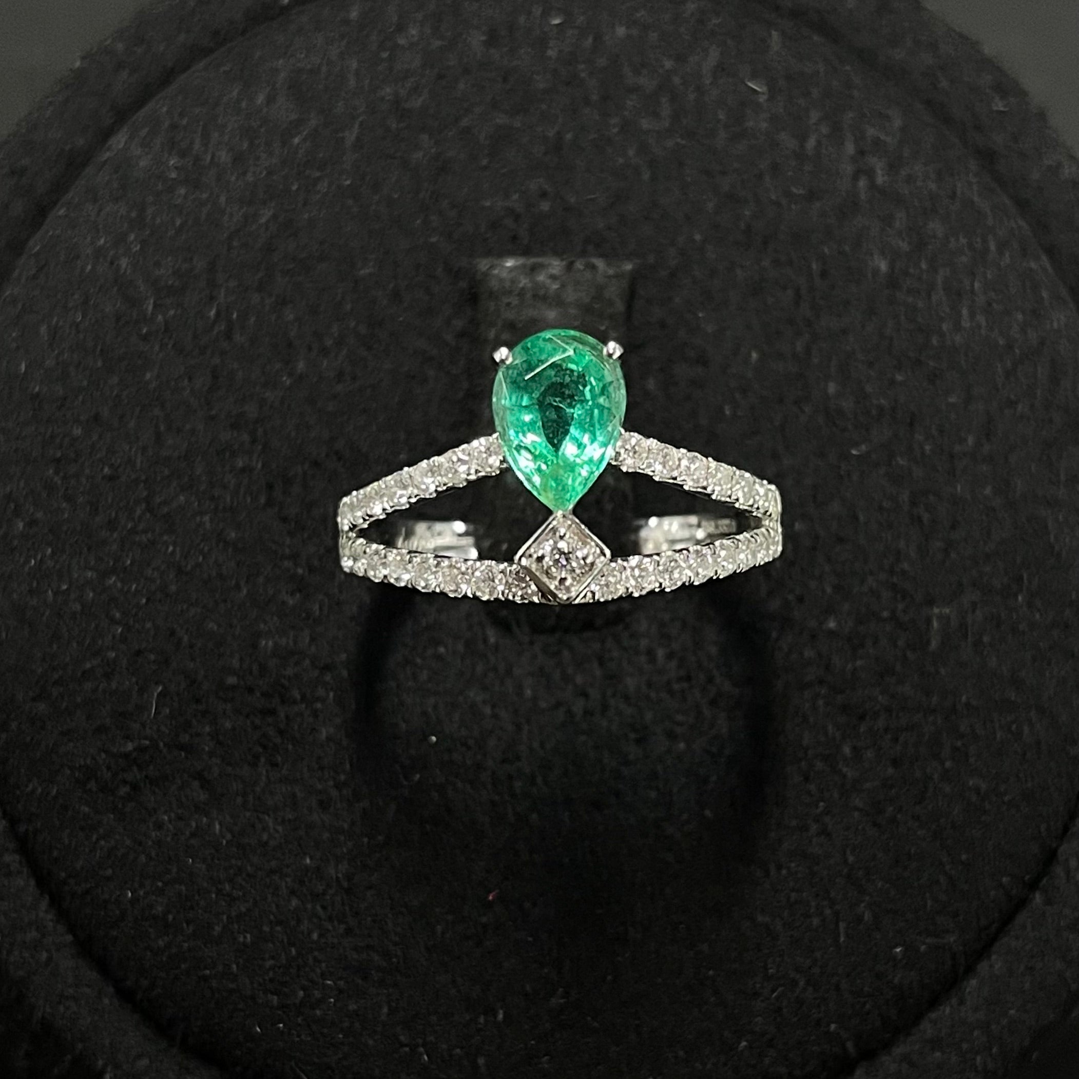 Emerald Ring in 18K Gold, Size 12, Total Weight Approx. 2.53g, Clarity Enhanced, Accented with Diamonds