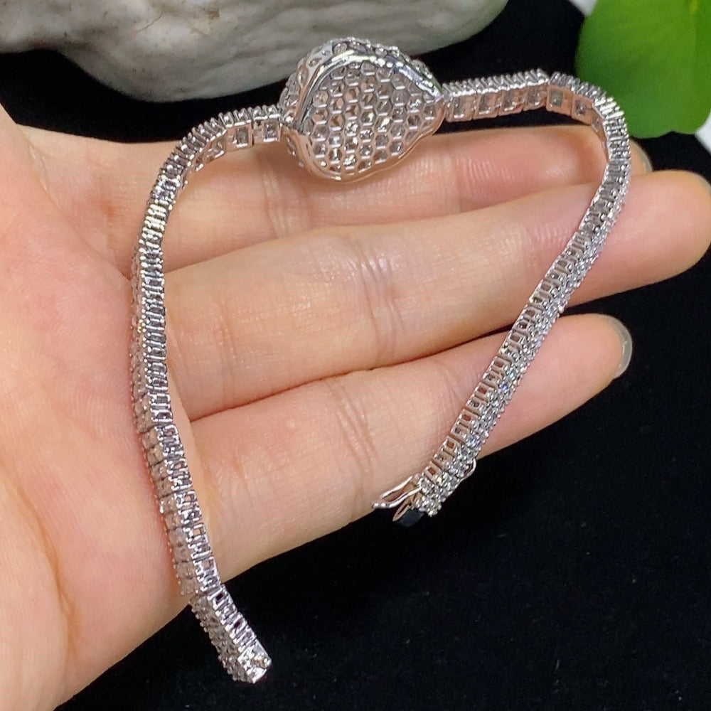 Jadeite Gourd Inlaid Bracelet 18k with Diamond Accents