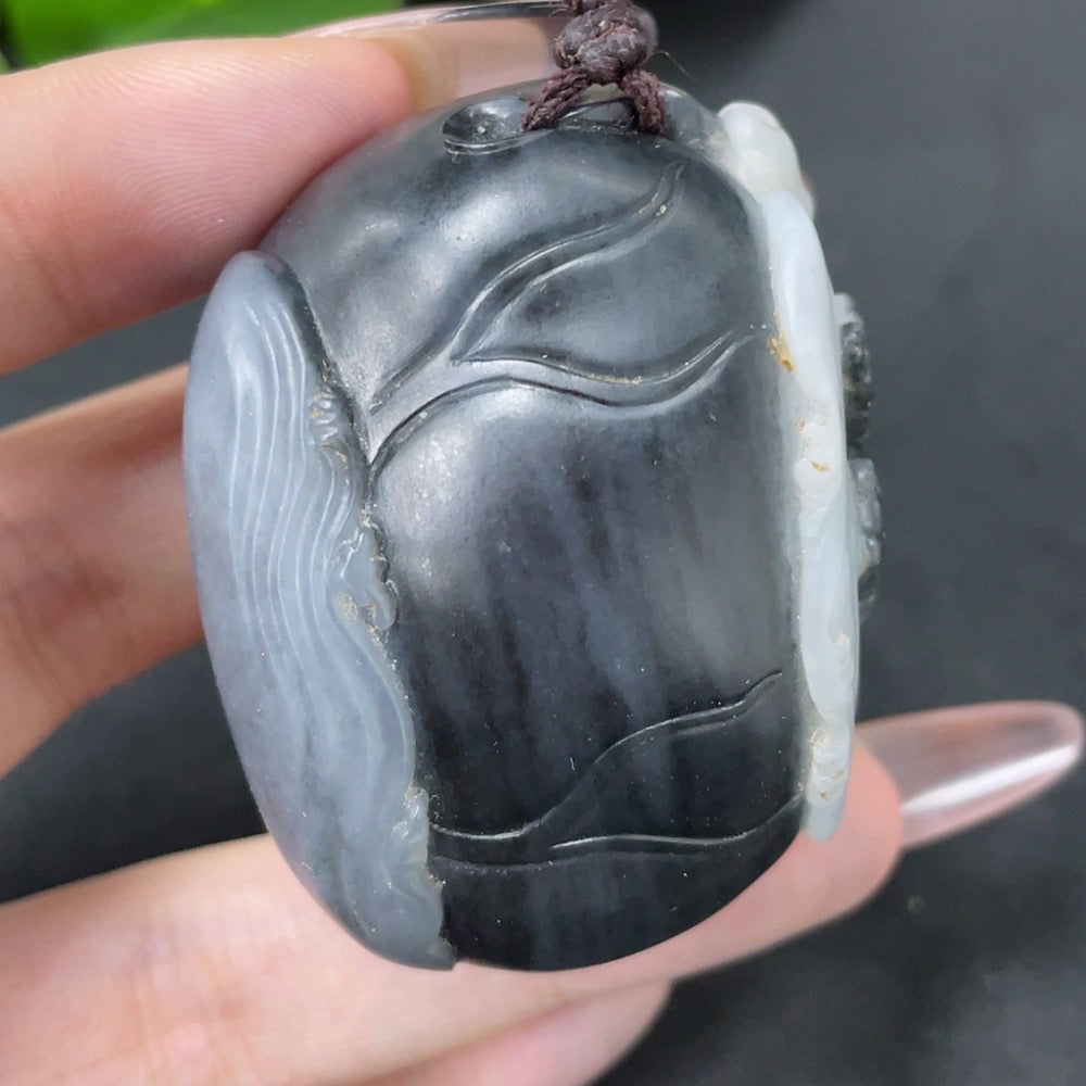Hetian Jade Handheld Carving Ox with Other Mineral Components, Total Weight Approximately 115.6g
