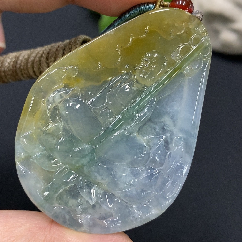 Jadeite Pendant with Non-A Grade Matching Stones, Total Weight Approx. 26.8g
