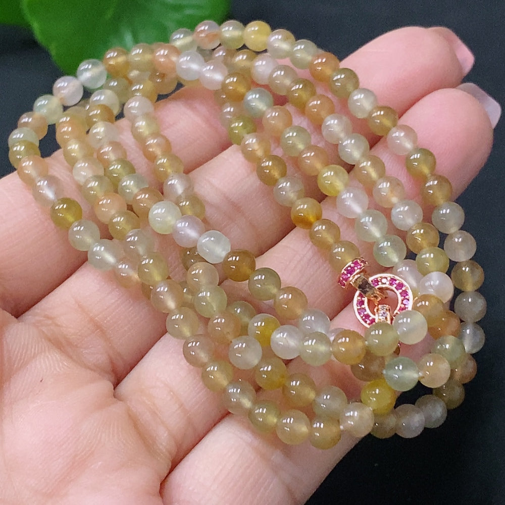 Jadeite Bead Necklace Approx. 4mm Total Weight About 15.94g